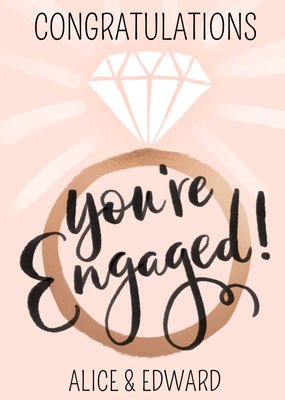 Illustration Of An Engagement Ring With Handwritten Text Congratulations Card