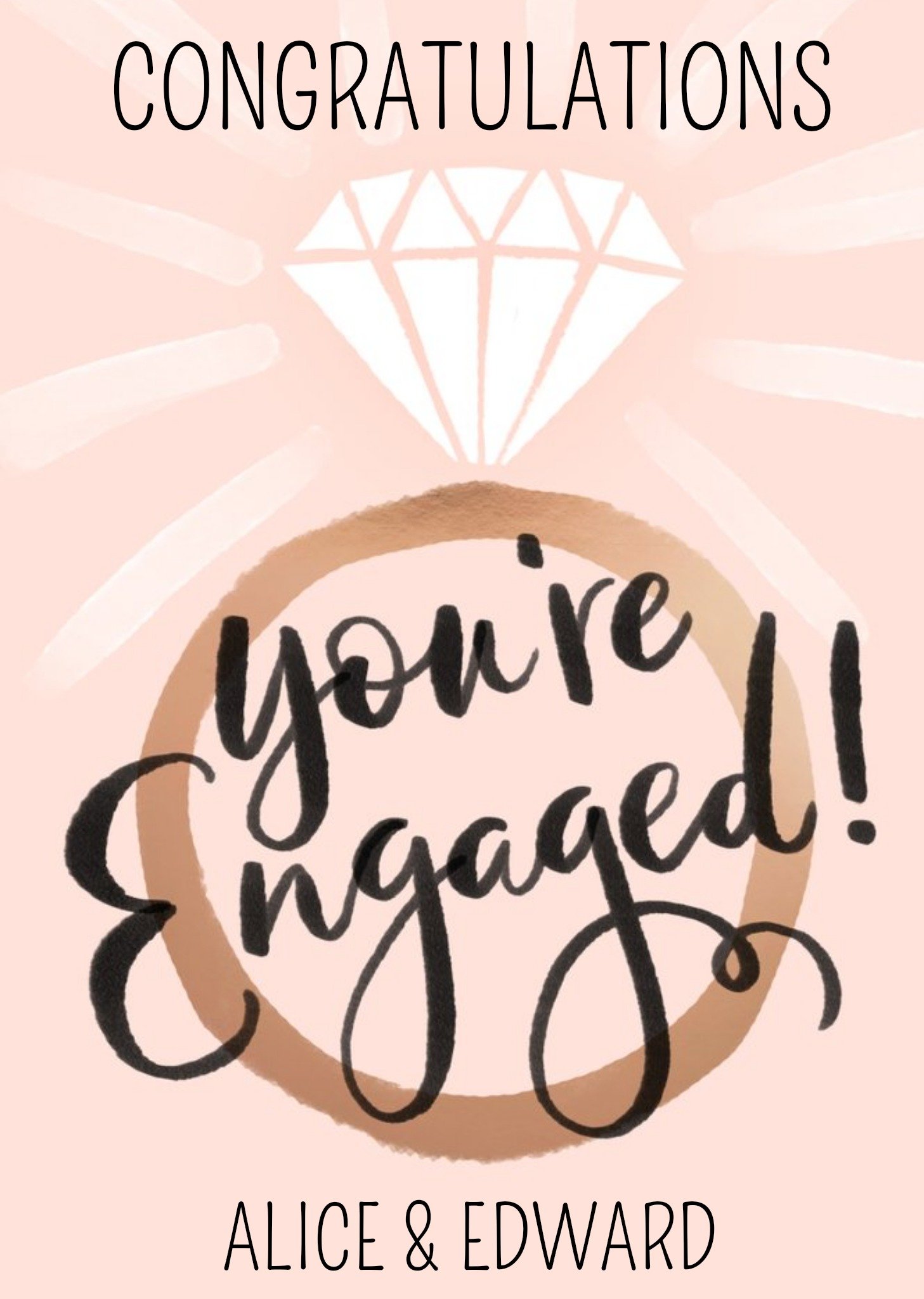 Okey Dokey Design Illustration Of An Engagement Ring With Handwritten Text Congratulations Card Ecar