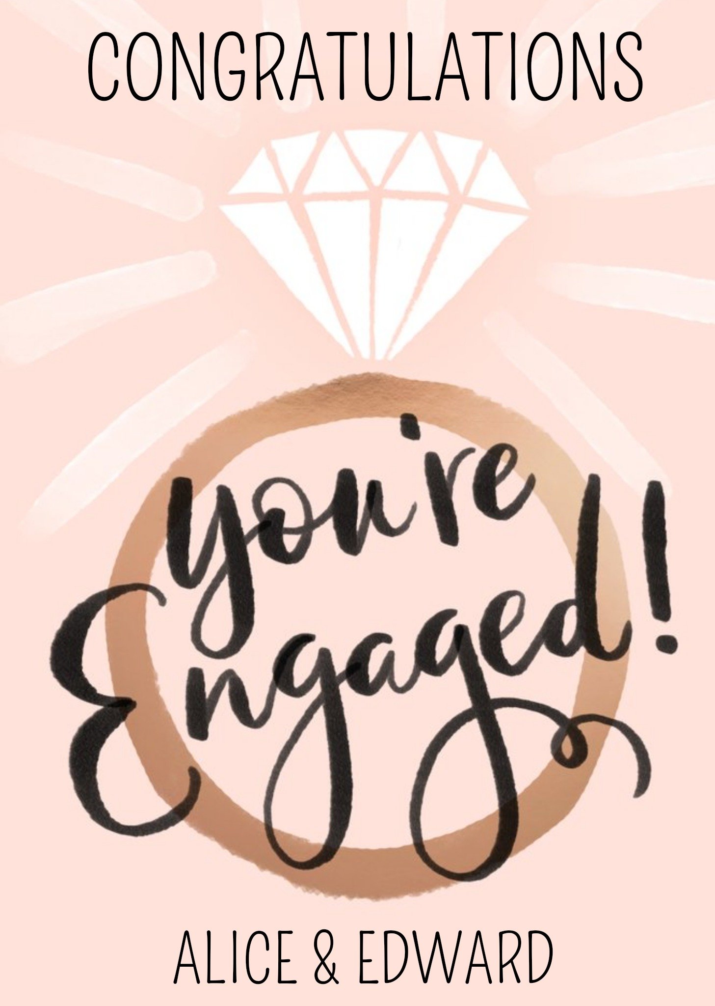 Okey Dokey Design Illustration Of An Engagement Ring With Handwritten Text Congratulations Card