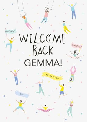 Clintons Illustrated Acrobats Confetti Customisable Welcome Back card