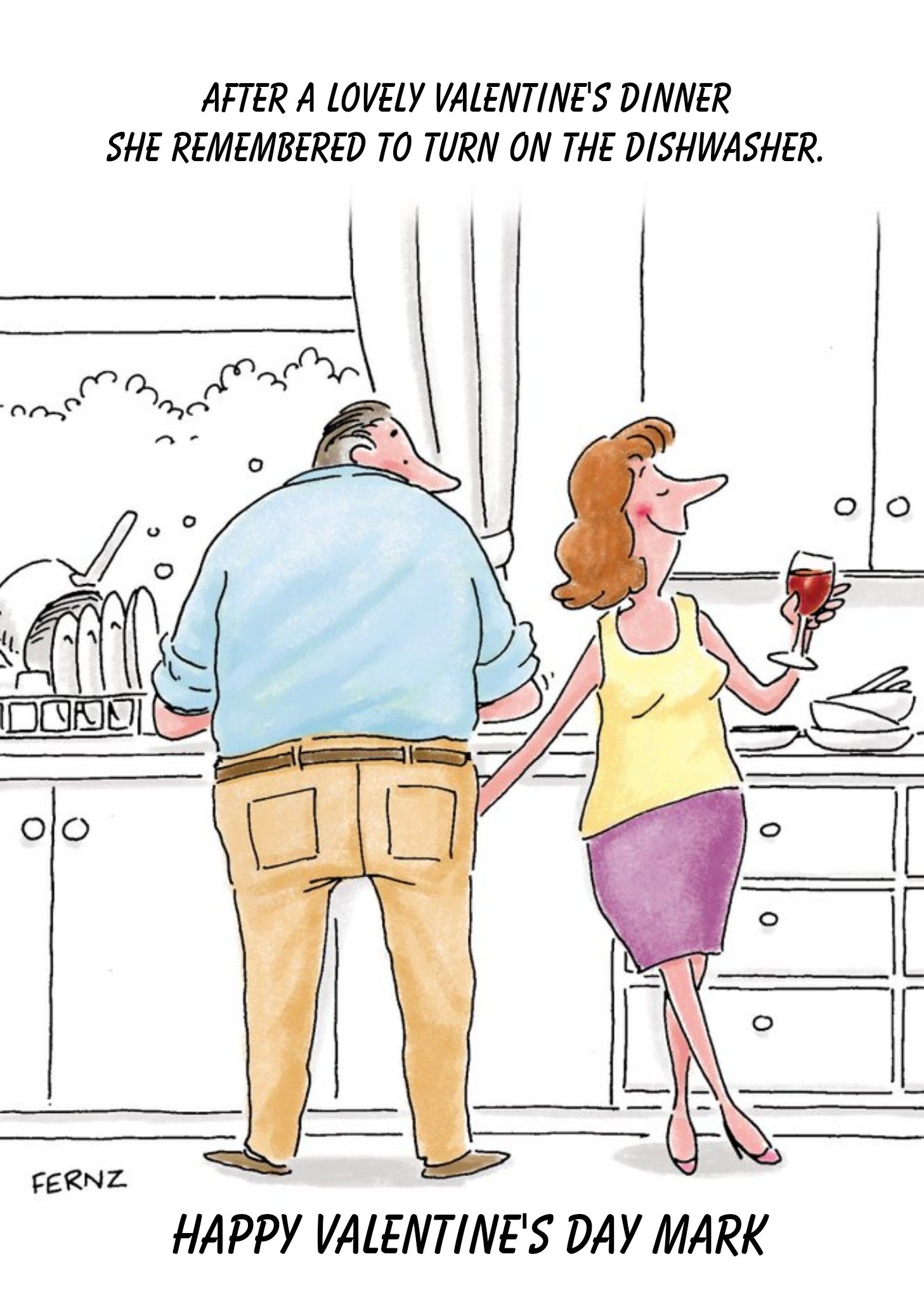 Funny She Remembered To Turn On The Dishwasher Valentines Day Card Ecard