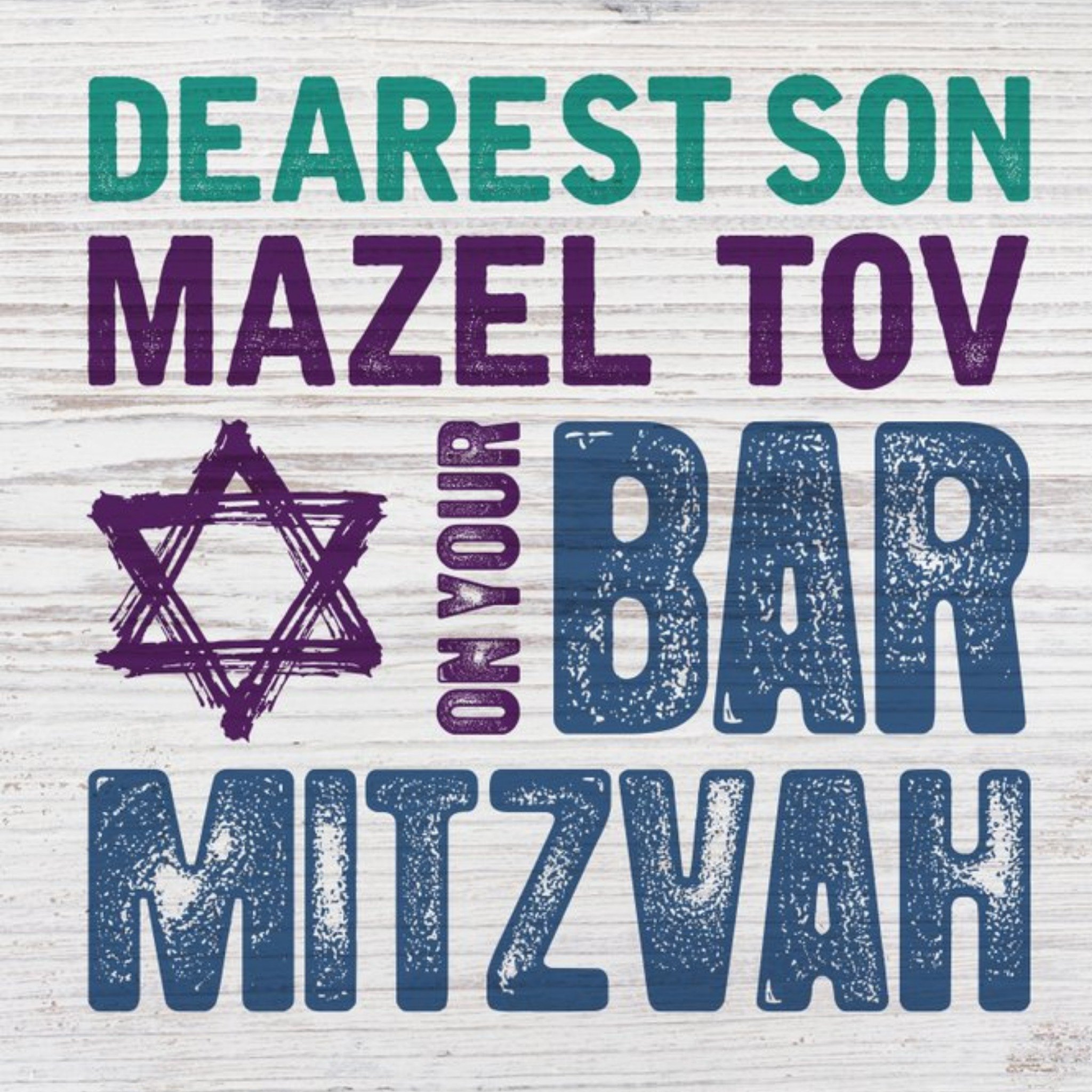 Moonpig Dearest Son Mazel Tov On Your Bar Mitzvah Card, Square