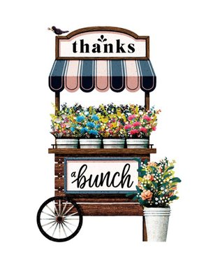 Illustrated Flower Cart Full of Flowers Thanks a Bunch