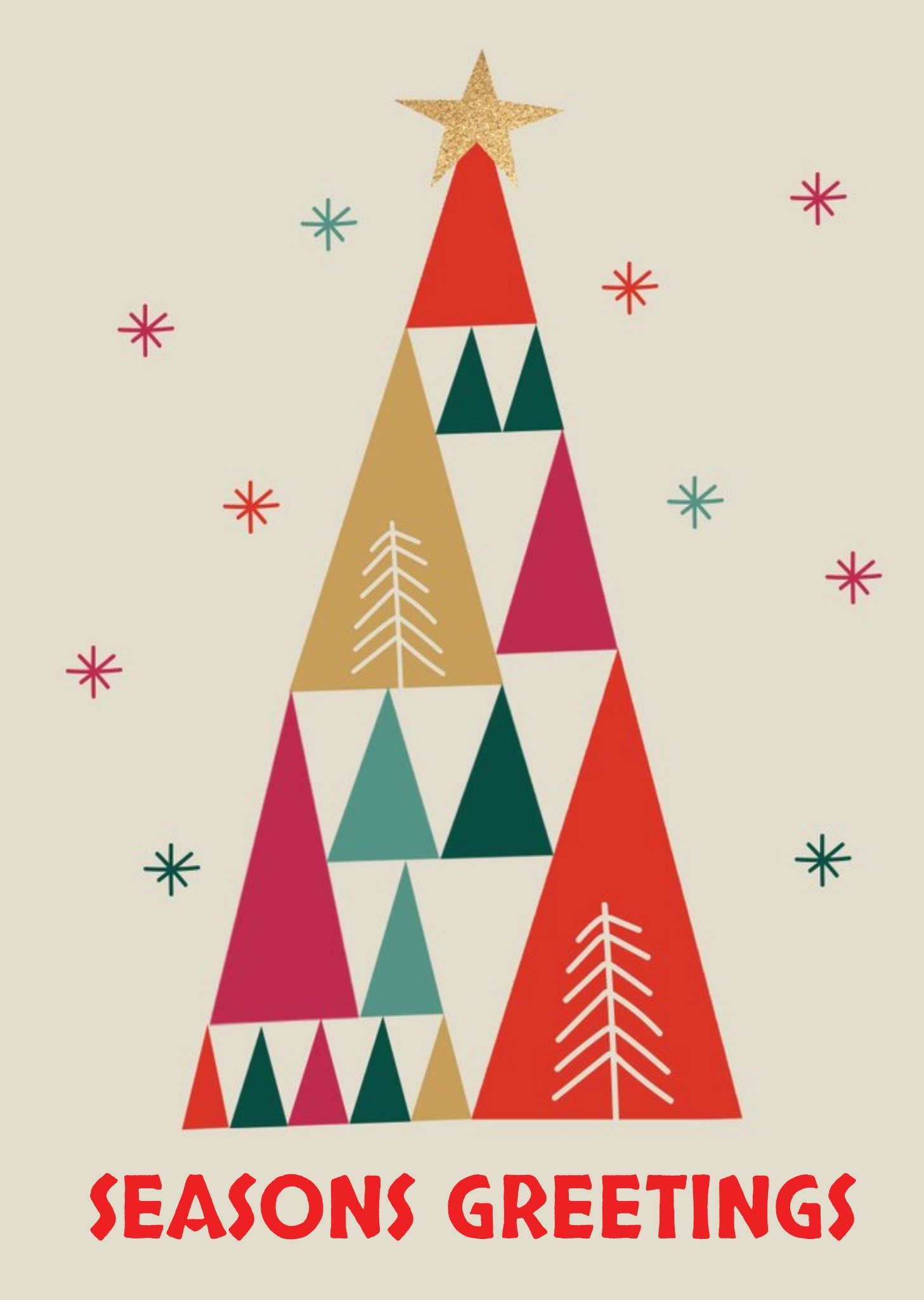 Moonpig Shape Stack Geometric Christmas Tree Seasons Greetings Card, Large