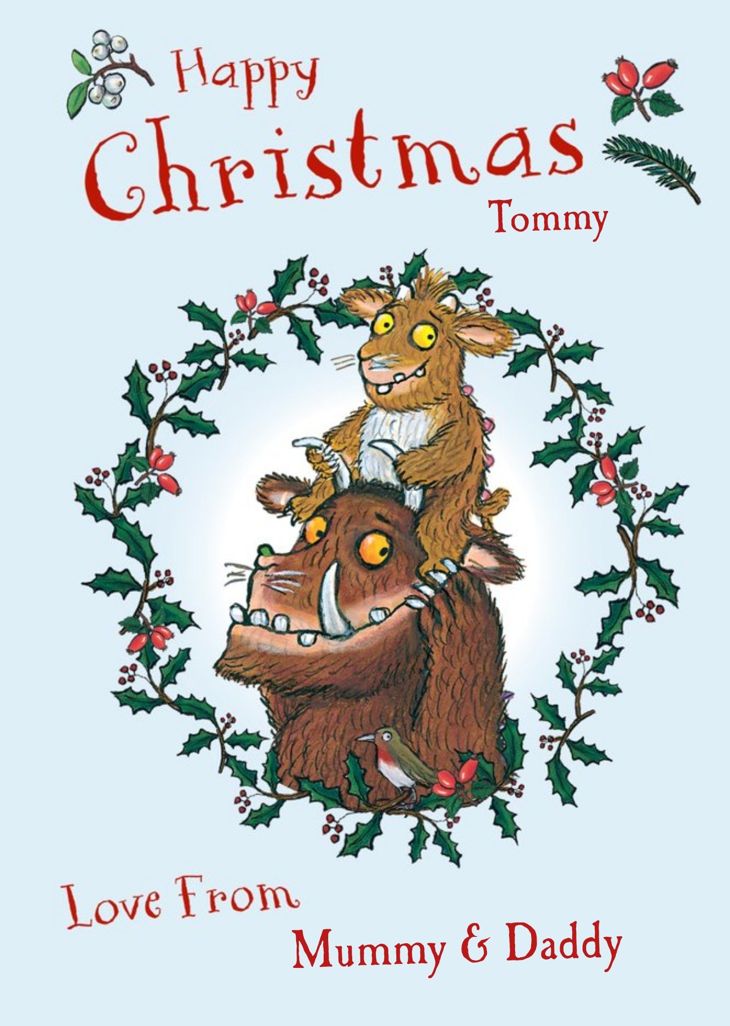 The Gruffalo Illustrated Wreath Happy Christmas Card, Large