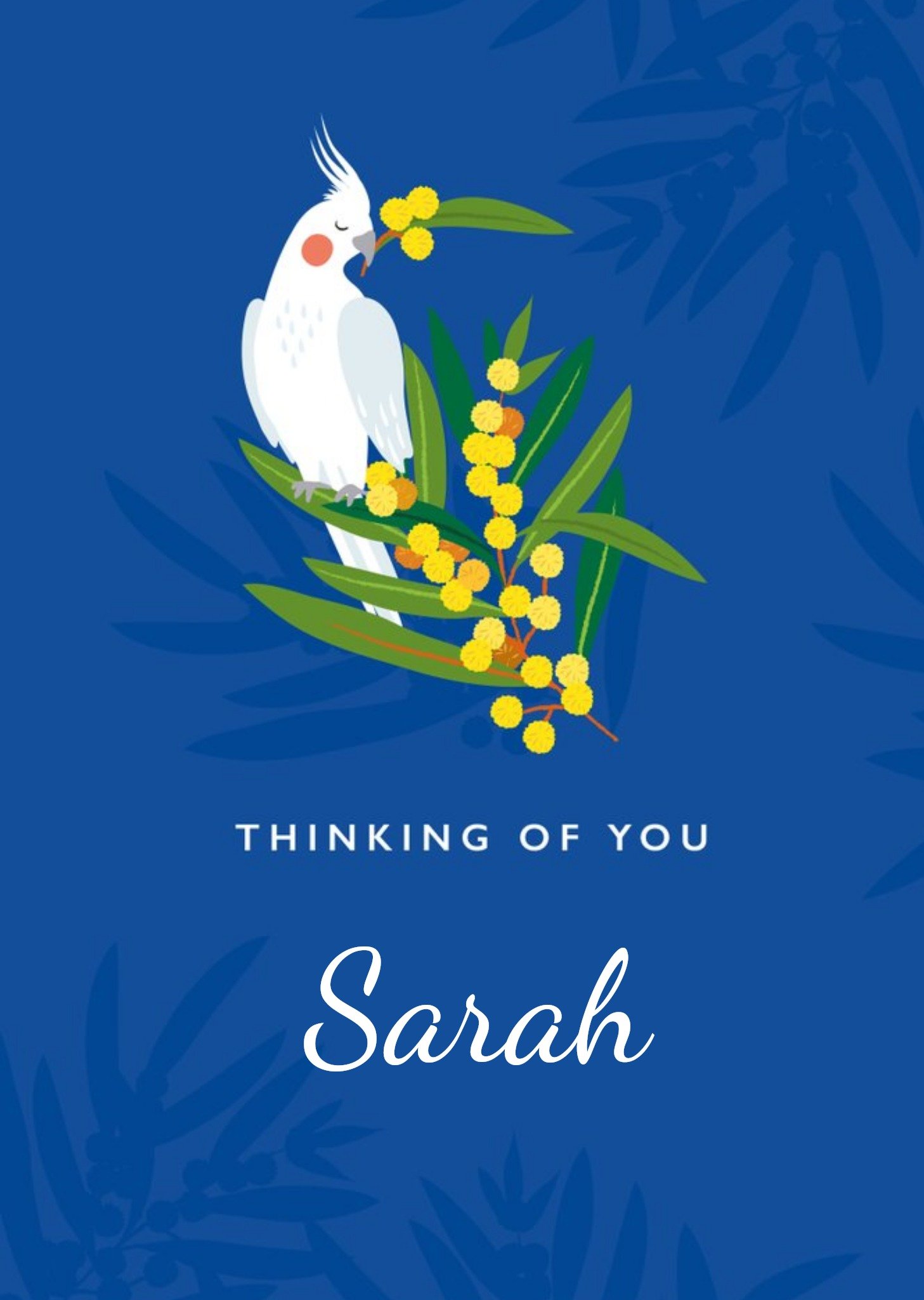 Moonpig Klara Hawkins Illustrated Thinking Of You Floral Bird Australia Card, Large