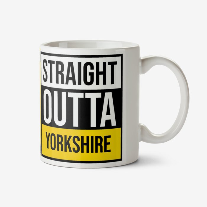 Typographic Straight Outta Yorkshire Personalised Mug