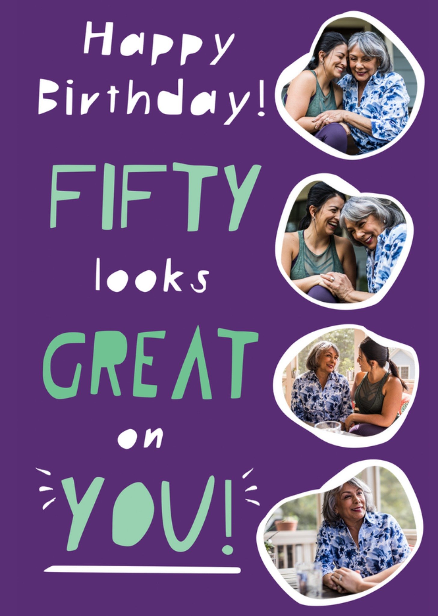 Moonpig Fifty Looks Great On You Photo Upload 50th Birthday Card, Large