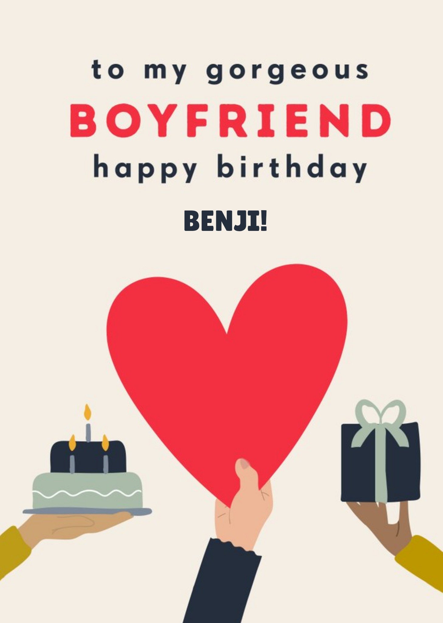 Illustrated To My Gorgeous Boyfriend Happy Birthday Card Ecard