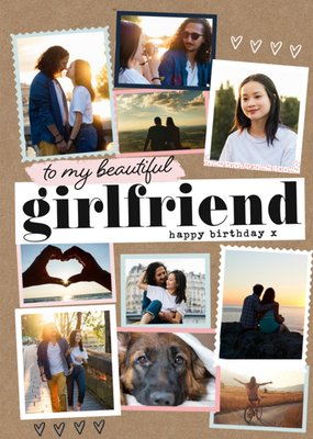 Modern Photo Upload Collage To My Beautiful Girlfriend Birthday Card