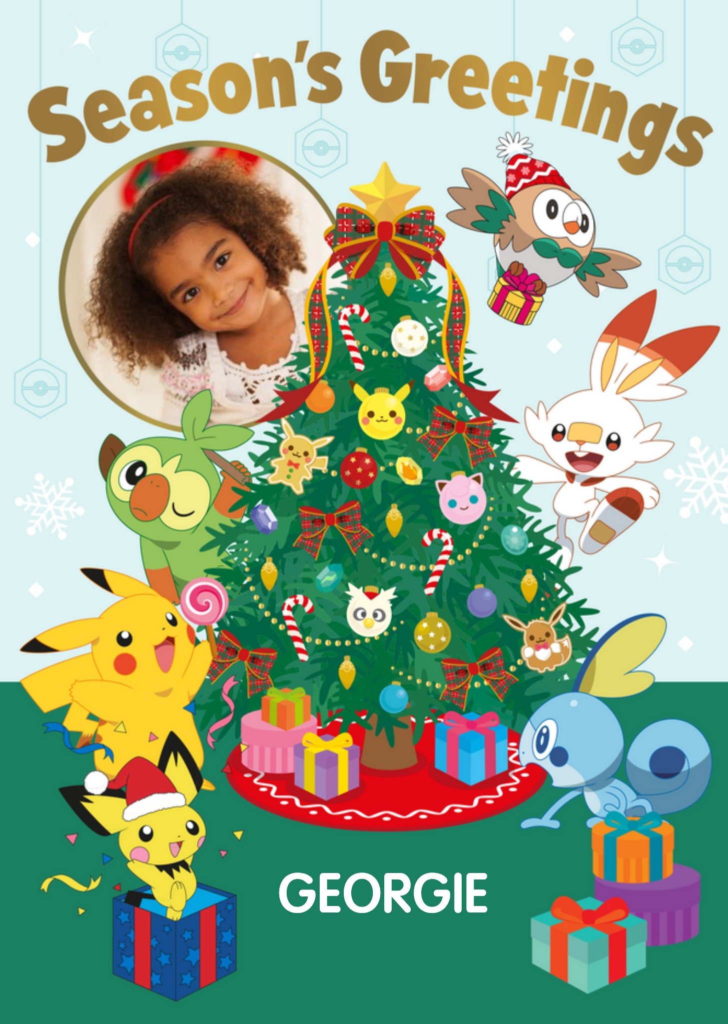 Pokemon Characters Season's Greetings Photo Upload Card Ecard