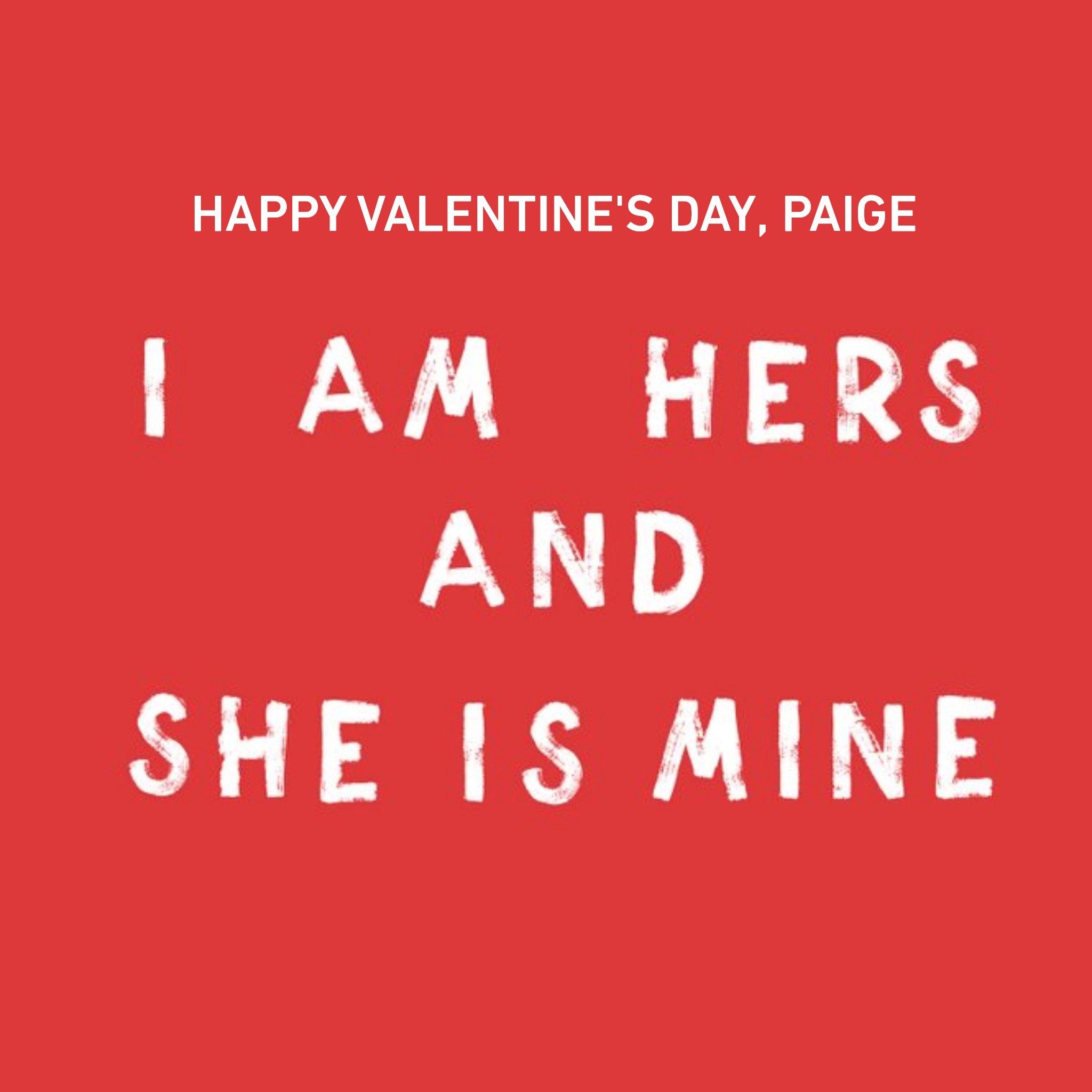 Modern Design Typographic Red And White Lesbian Happy Valentines Day Card, Square