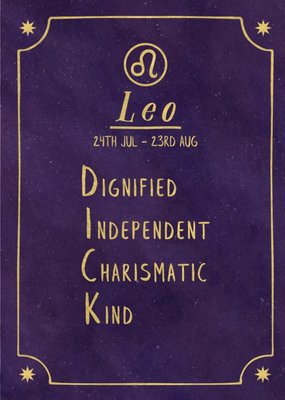 Funny rude horoscope birthday card - Leo