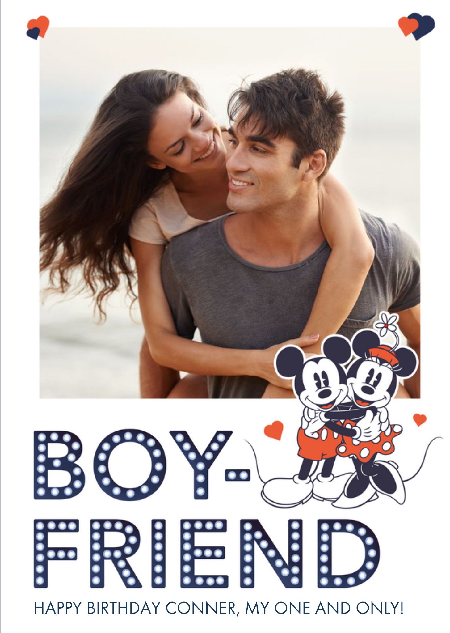 Disney Mickey & Minnie Mouse Boyfriend Photo Upload Birthday Card Ecard