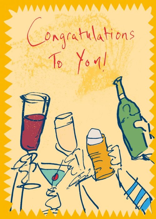 Poet And Painter Drinks Illustration Australia Congratulations Card