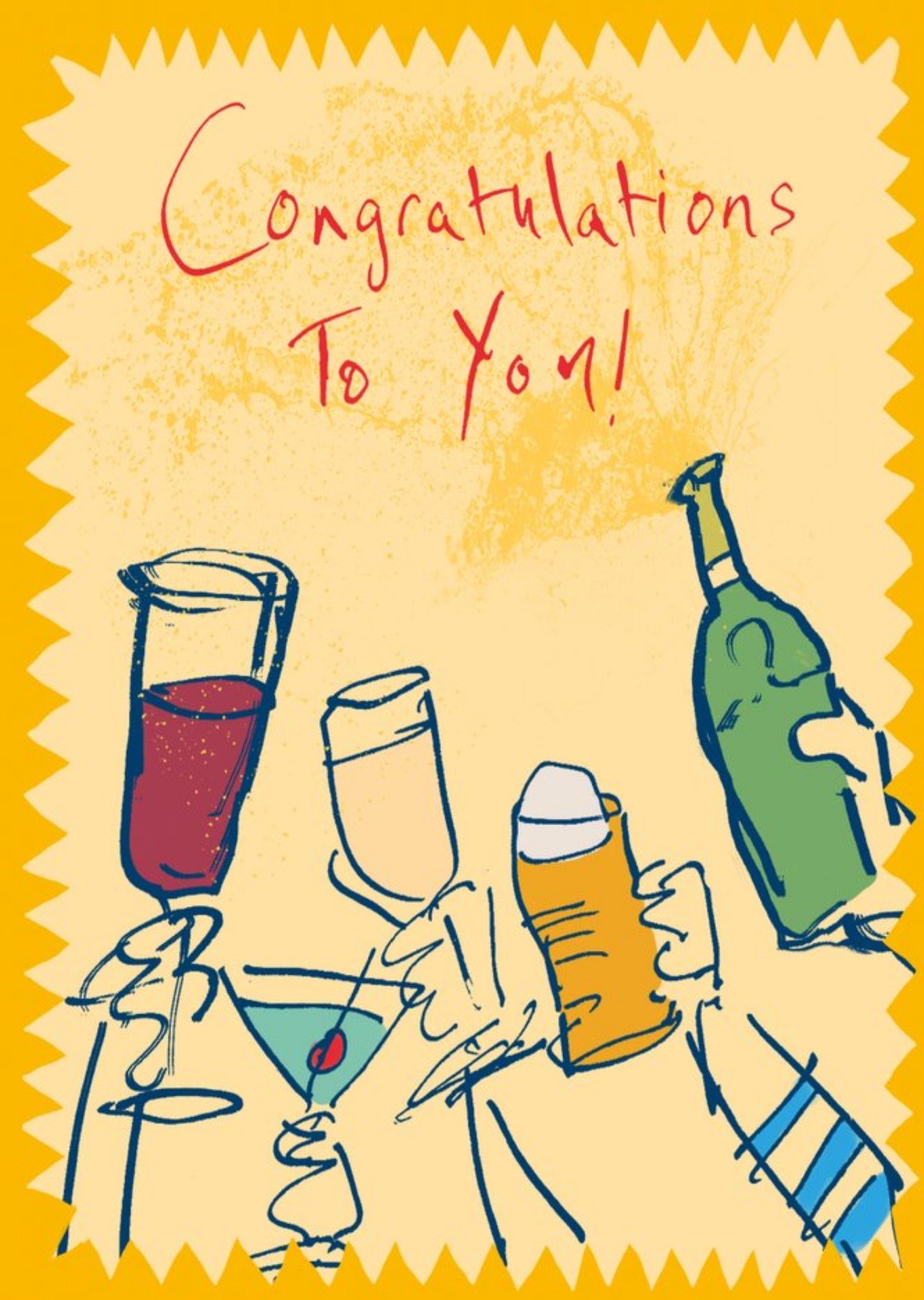 Friends Poet And Painter Drinks Illustration Australia Congratulations Card