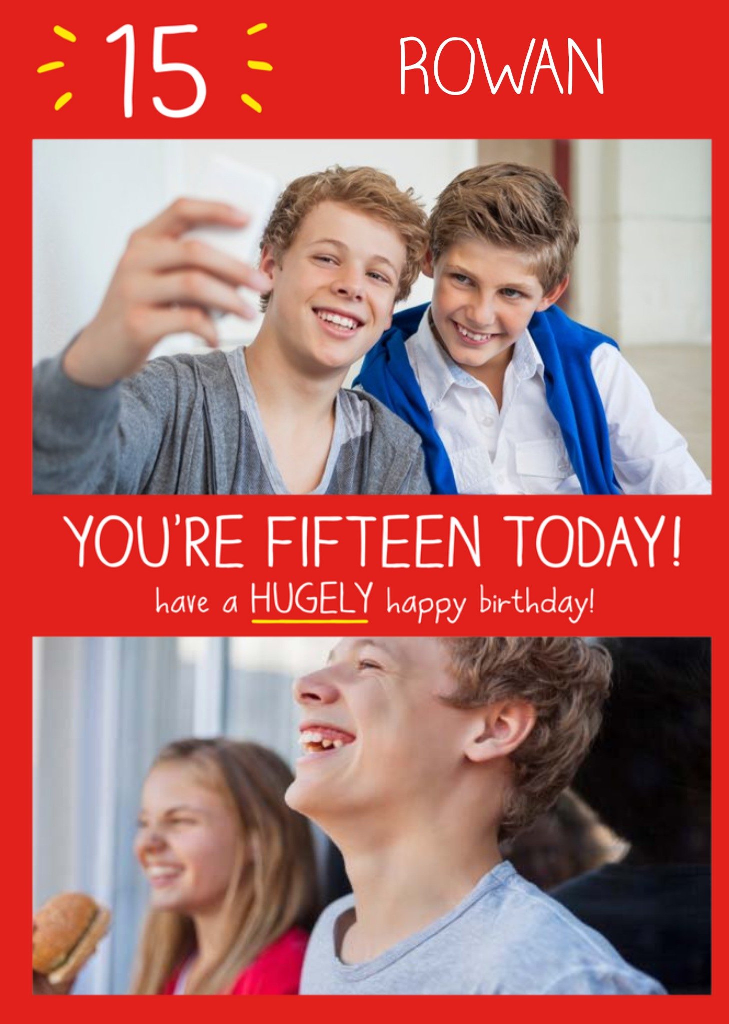 Happy Jackson Photo Upload 15th Birthday Card Ecard