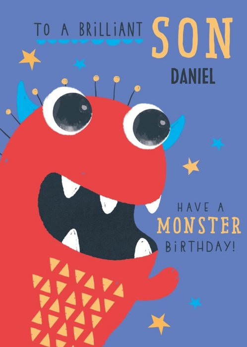 Illustration Of A Colourful Monster Son's Birthday Card