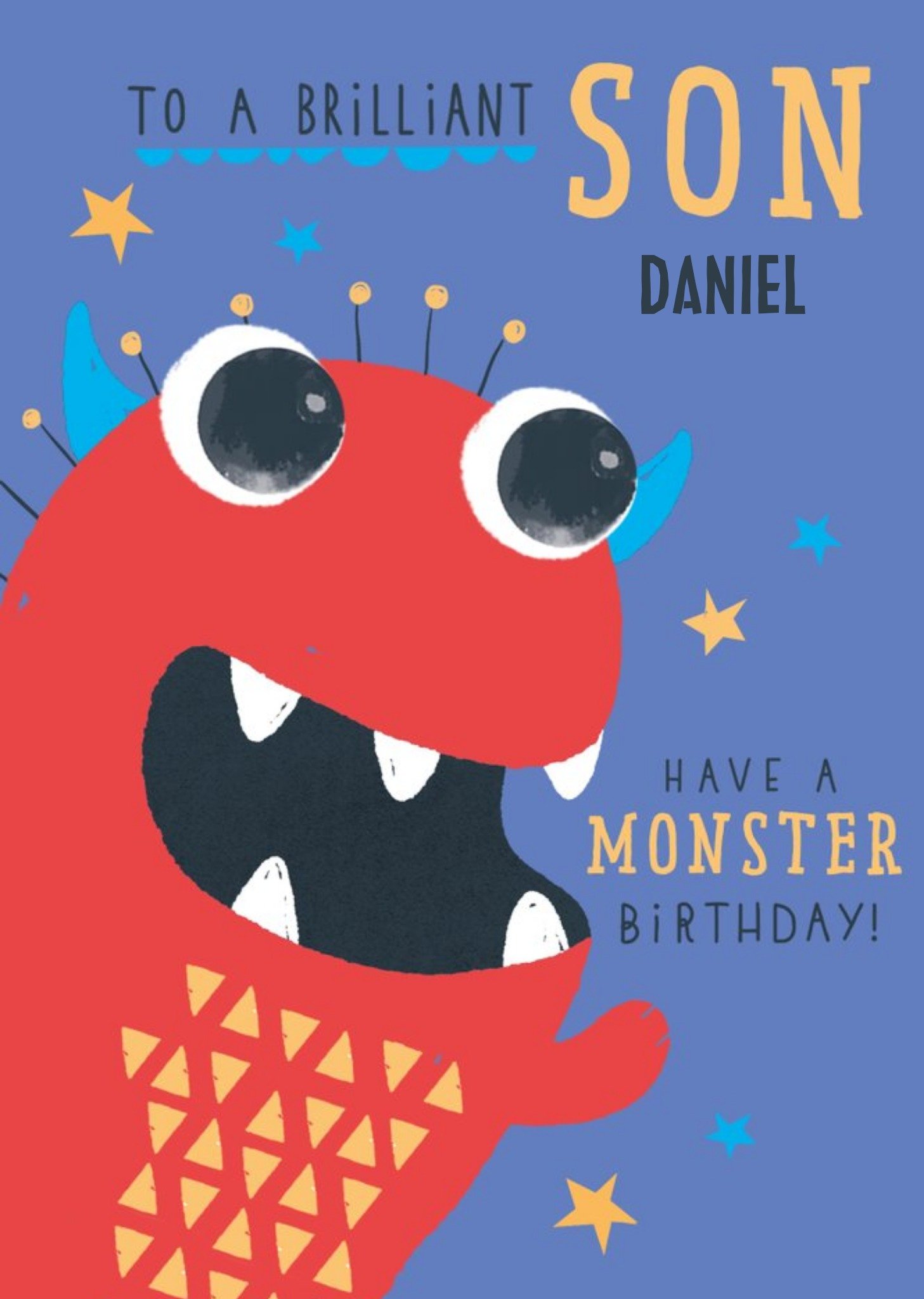 Moonpig Illustration Of A Colourful Monster Son's Birthday Card, Large