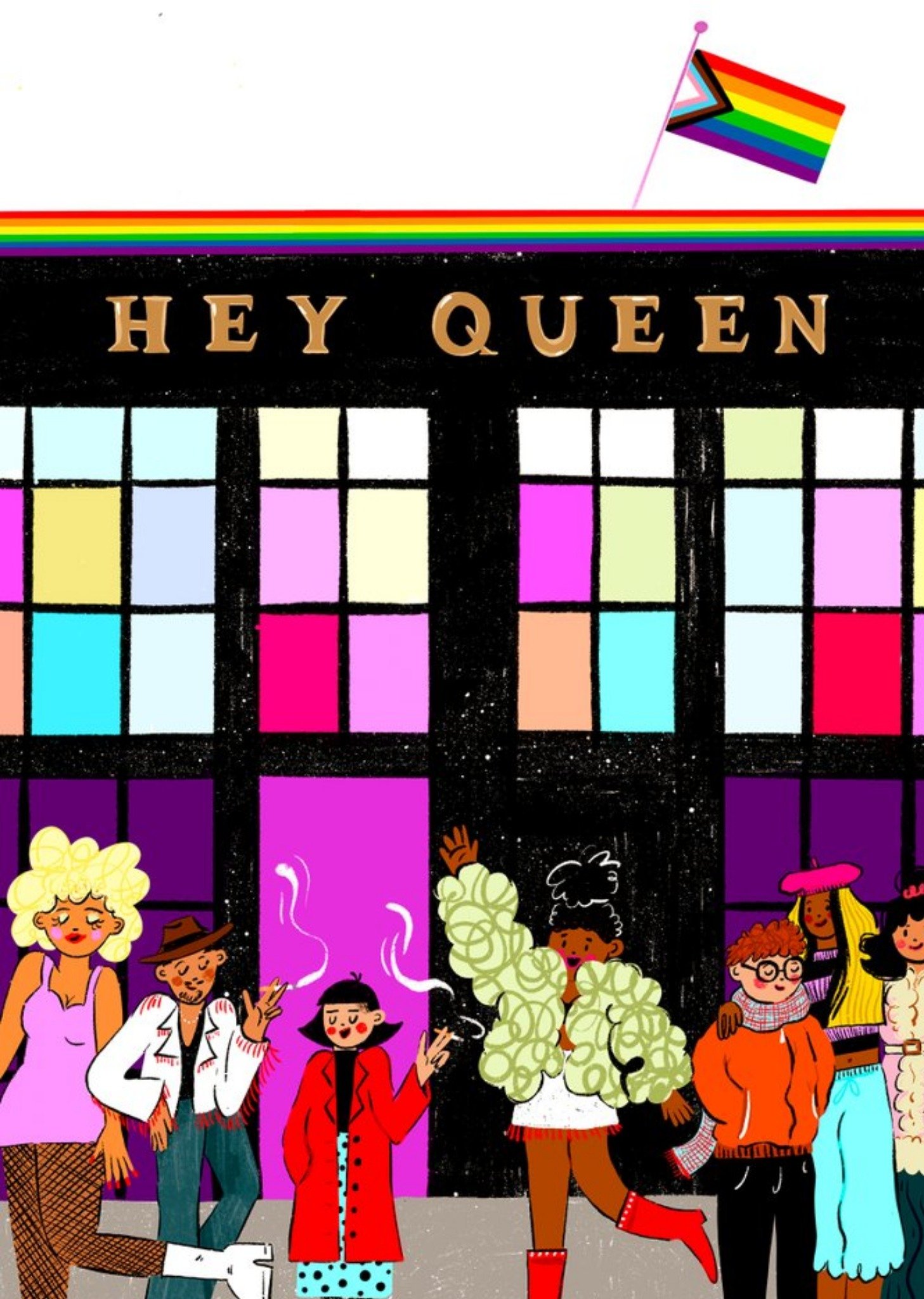 Illustrated Hey Queen LGBTQ+ Pride Just To Say Card Ecard