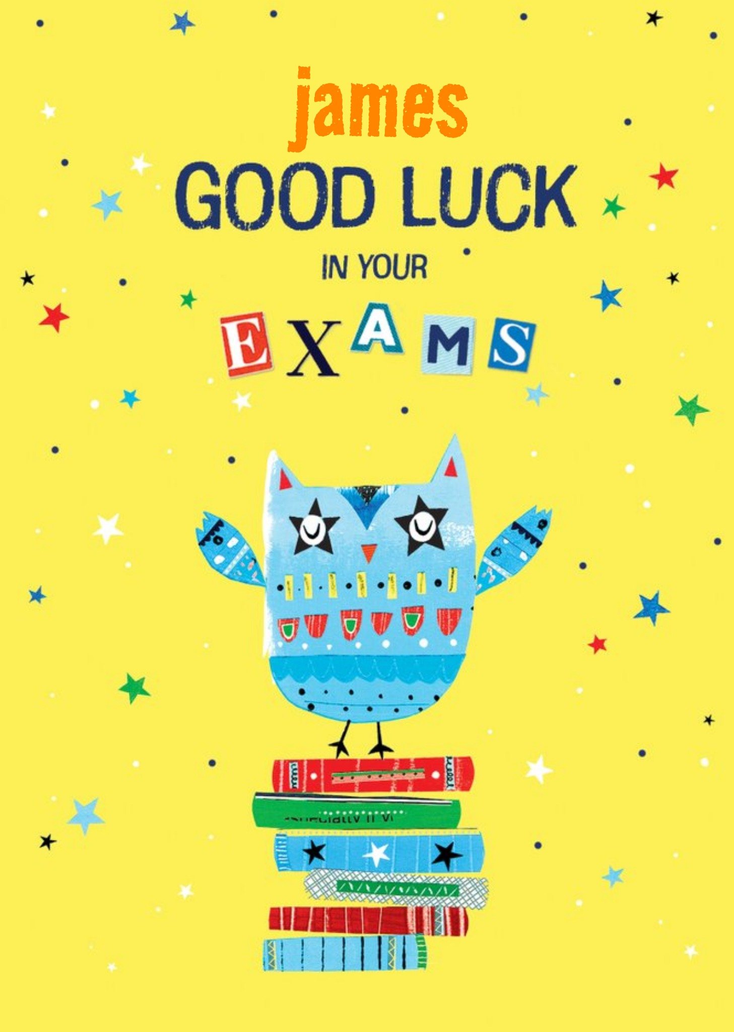 Moonpig Bright Illustration Of An Owl Good Luck In Your Exams Card, Large