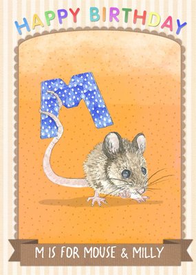Alphabet Animal Antics M Is For Personalised Happy Birthday Card