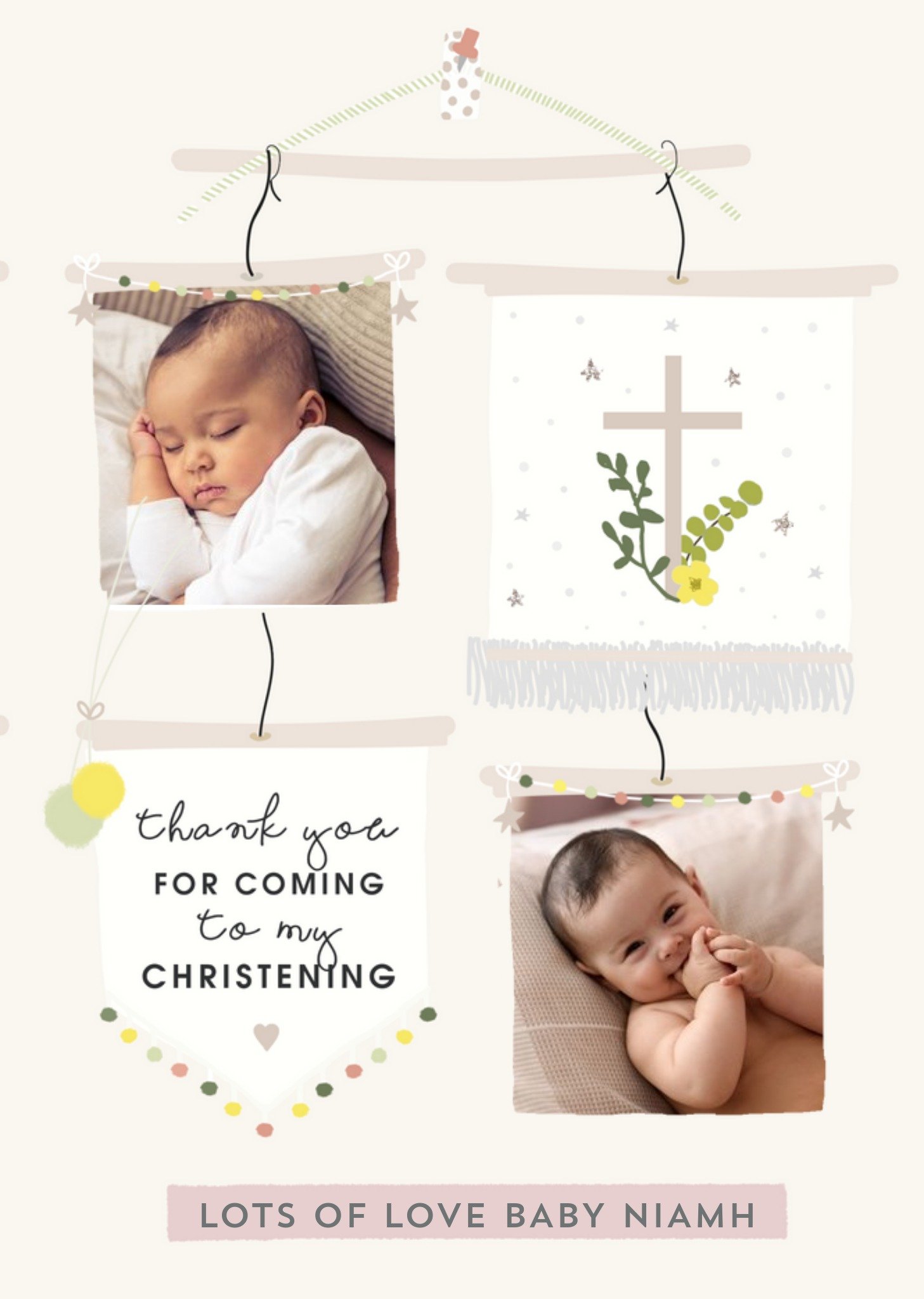 So Wonderful Photo Upload Cross Christening Card