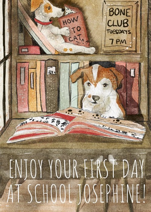 Cute Jack Russell Watercolour Illustration Personalised New School Card