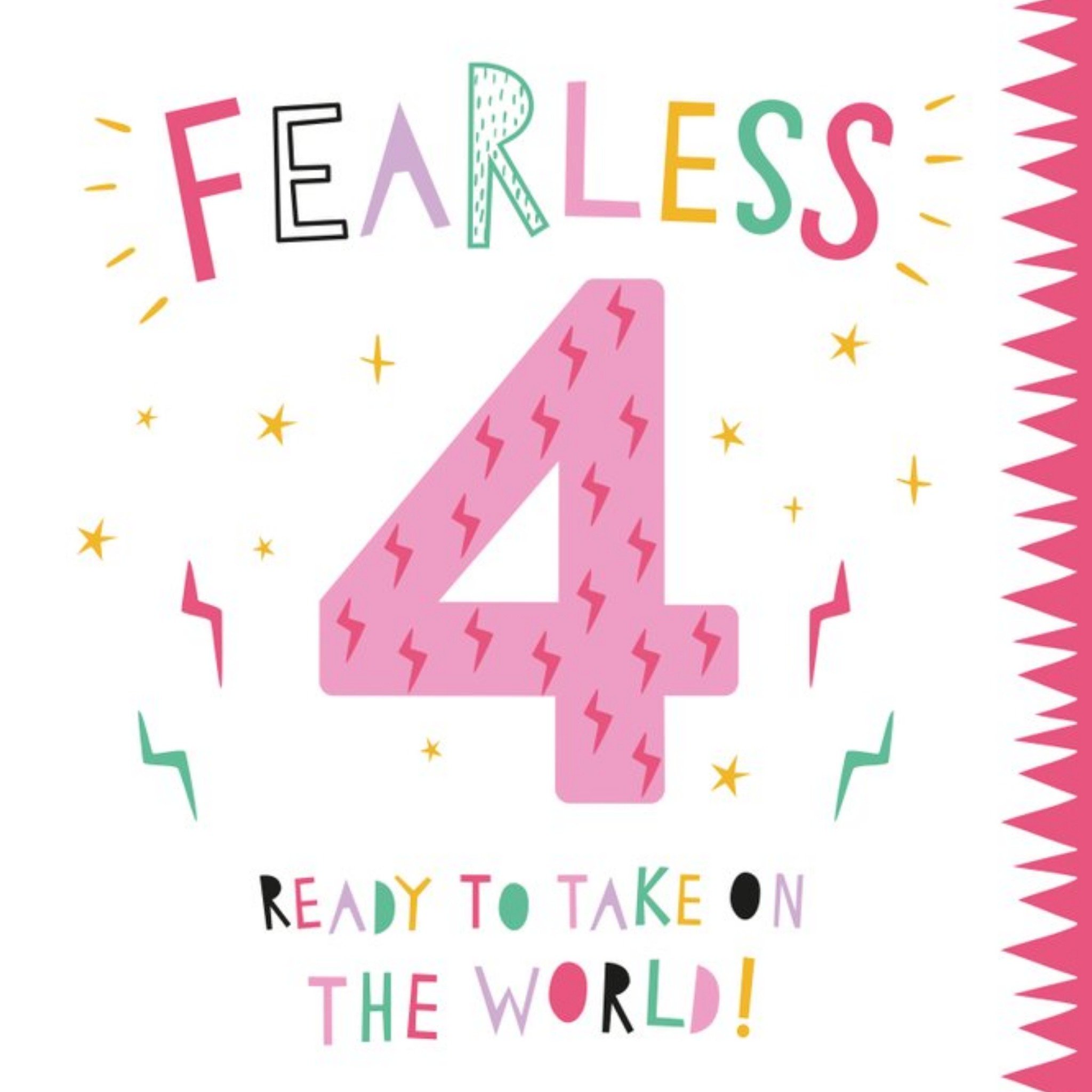 Fearless Four Ready To Take On The World Pink Four Card, Square