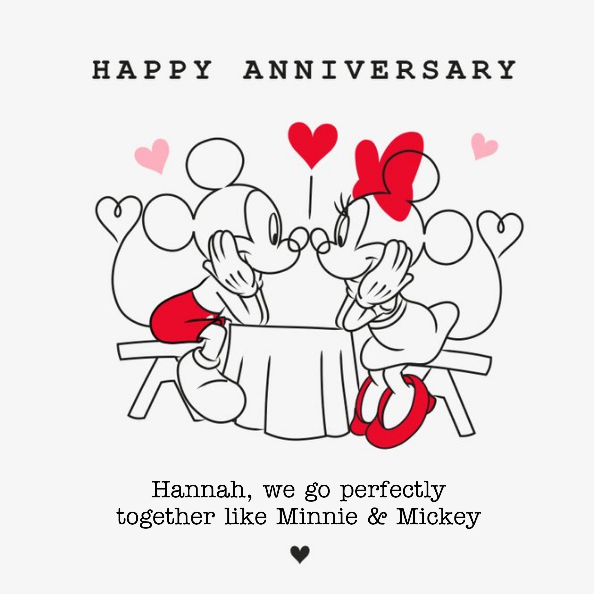 Disney Mickey And Minnie Mouse Perfect Together Anniversary Card, Square