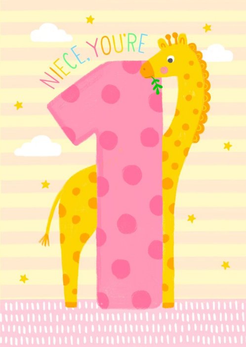 Cute Illustration Giraffe Niece You're 1