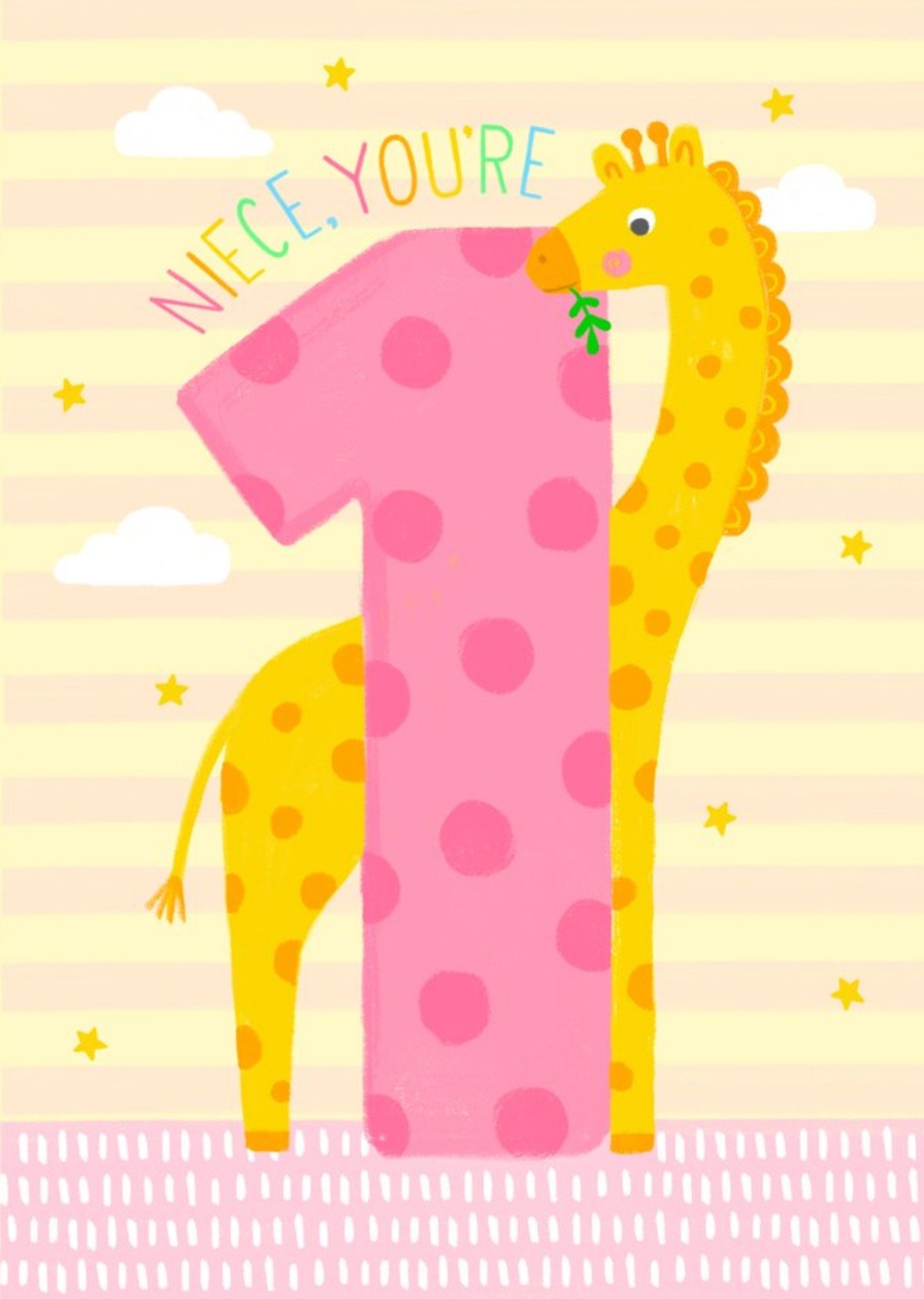 Cute Illustration Giraffe Niece You're 1 Ecard