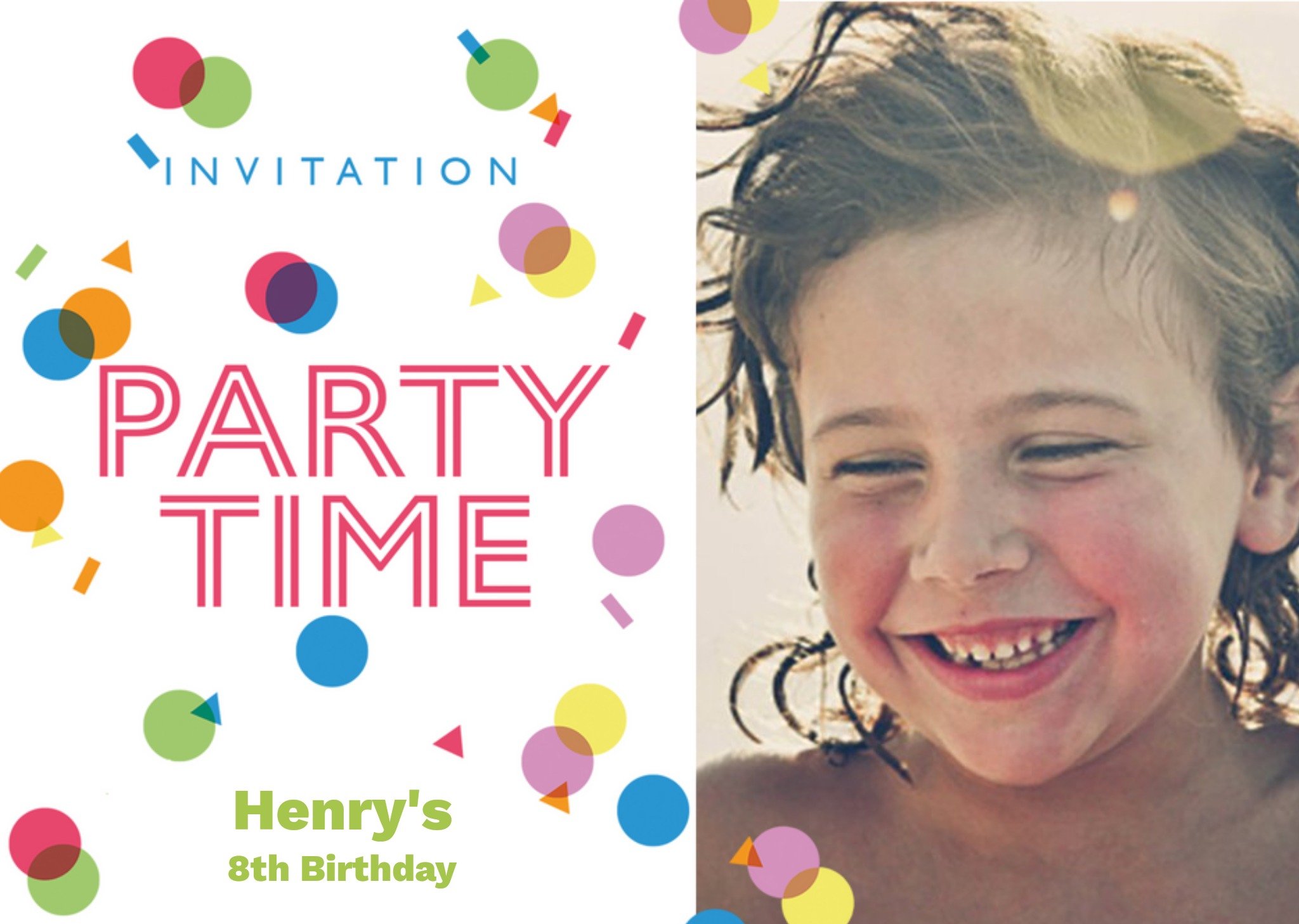 Moonpig Colourful Confetti Birthday Party Invitation, Standard Card