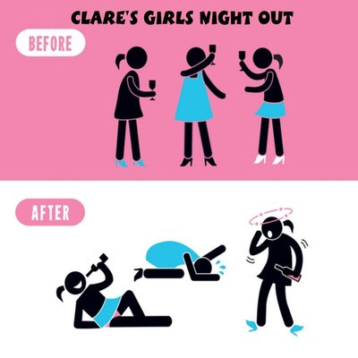 Personalised Name Girls Night Out Before And After Card