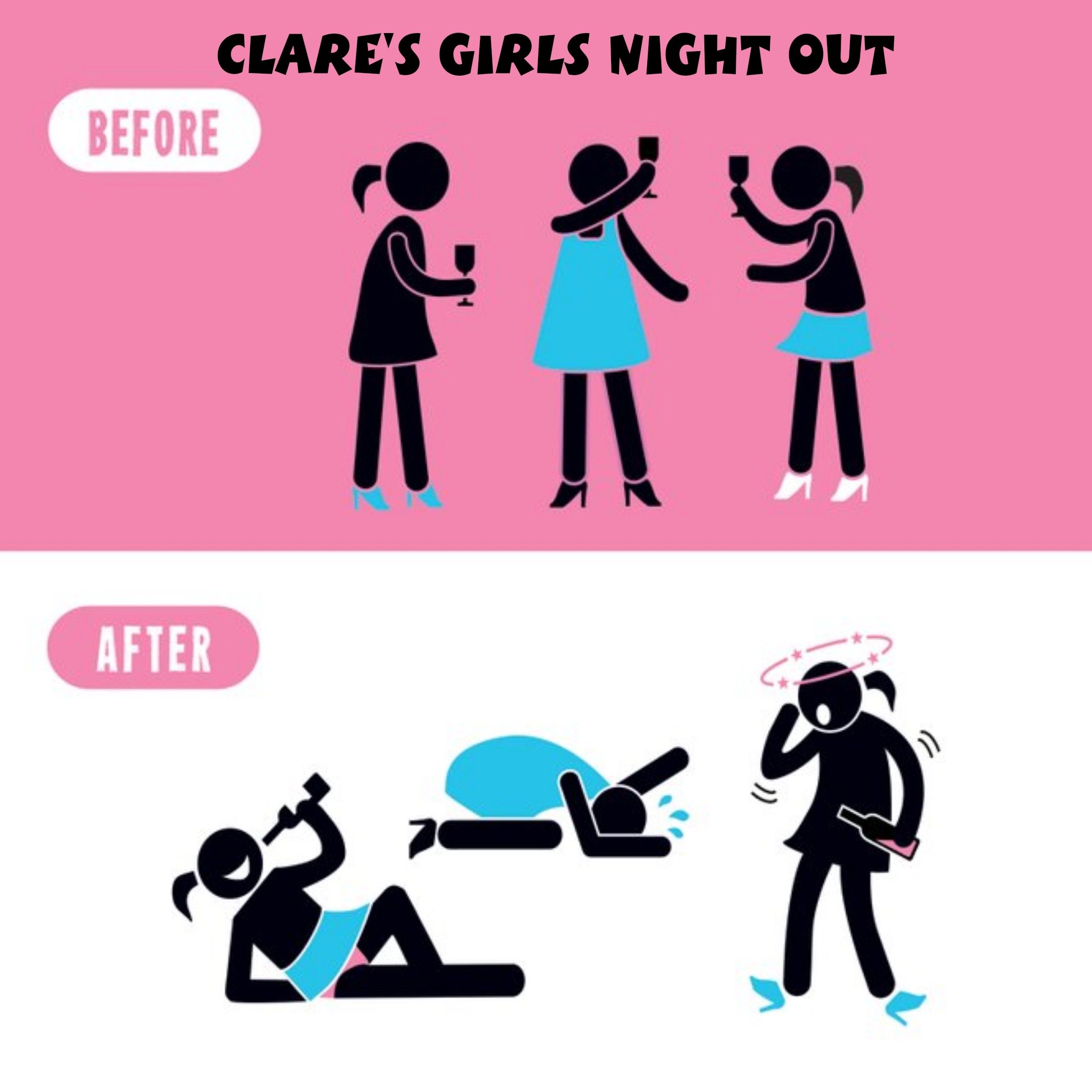 Personalised Name Girls Night Out Before And After Card, Square