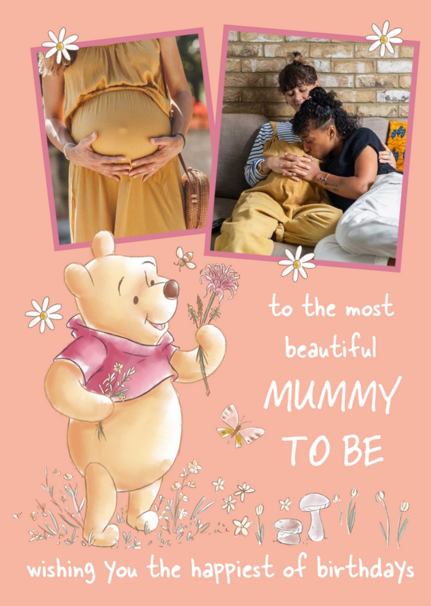 Cute Disney Winnie The Pooh Photo Upload Mummy To Be Birthday Card, Large