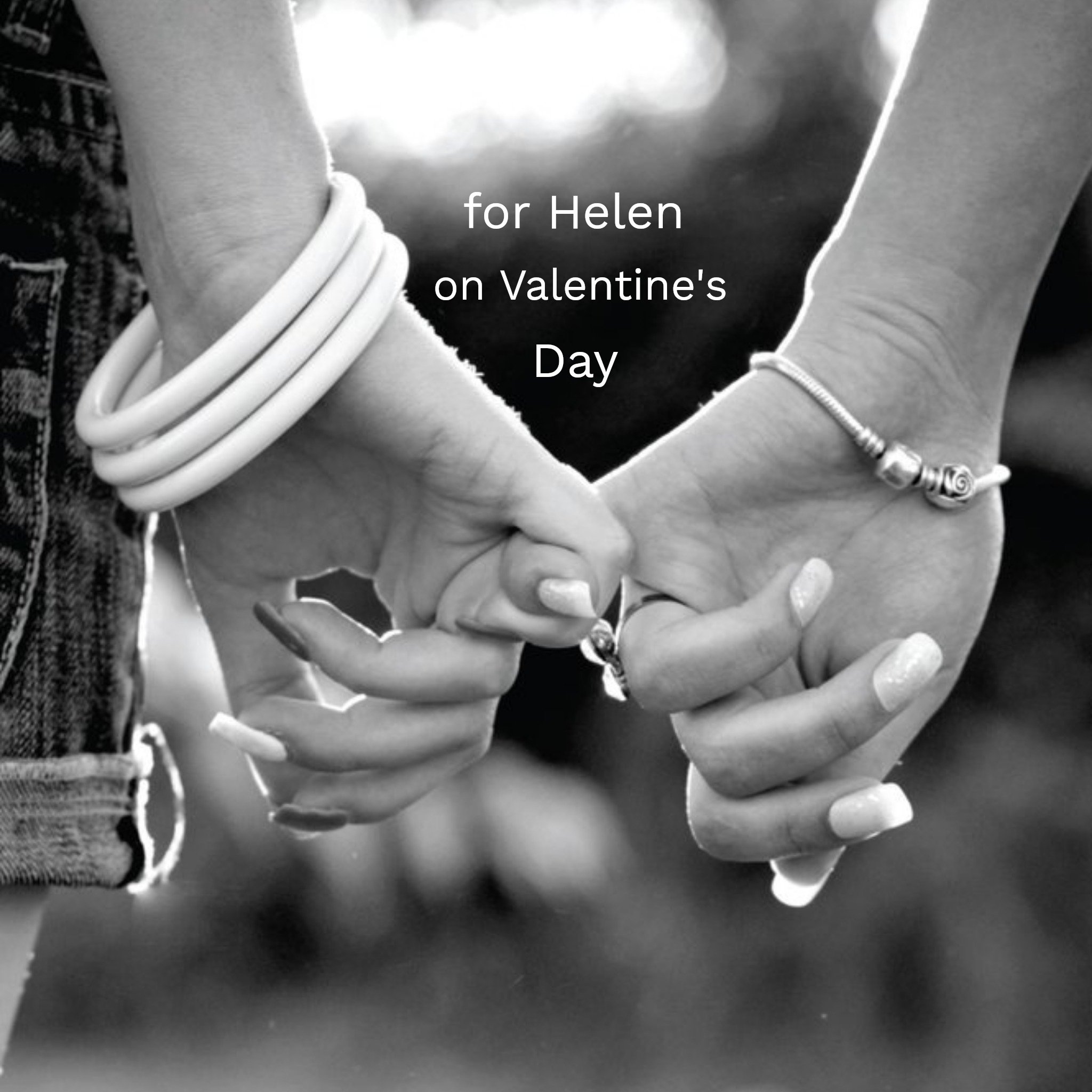 Modern Photographic Black And White - Lesbian Women Locking Pinkie Fingers Wearing Bracelets And Jewellery., Square Card