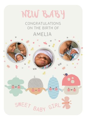 Little Acorns Photo Upload Congratulations New Baby Girl Card