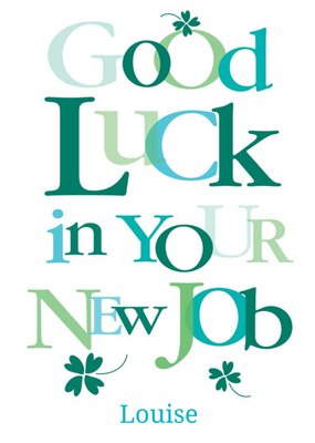 Personalised Big Green Letters Good Luck In Your New Job Card
