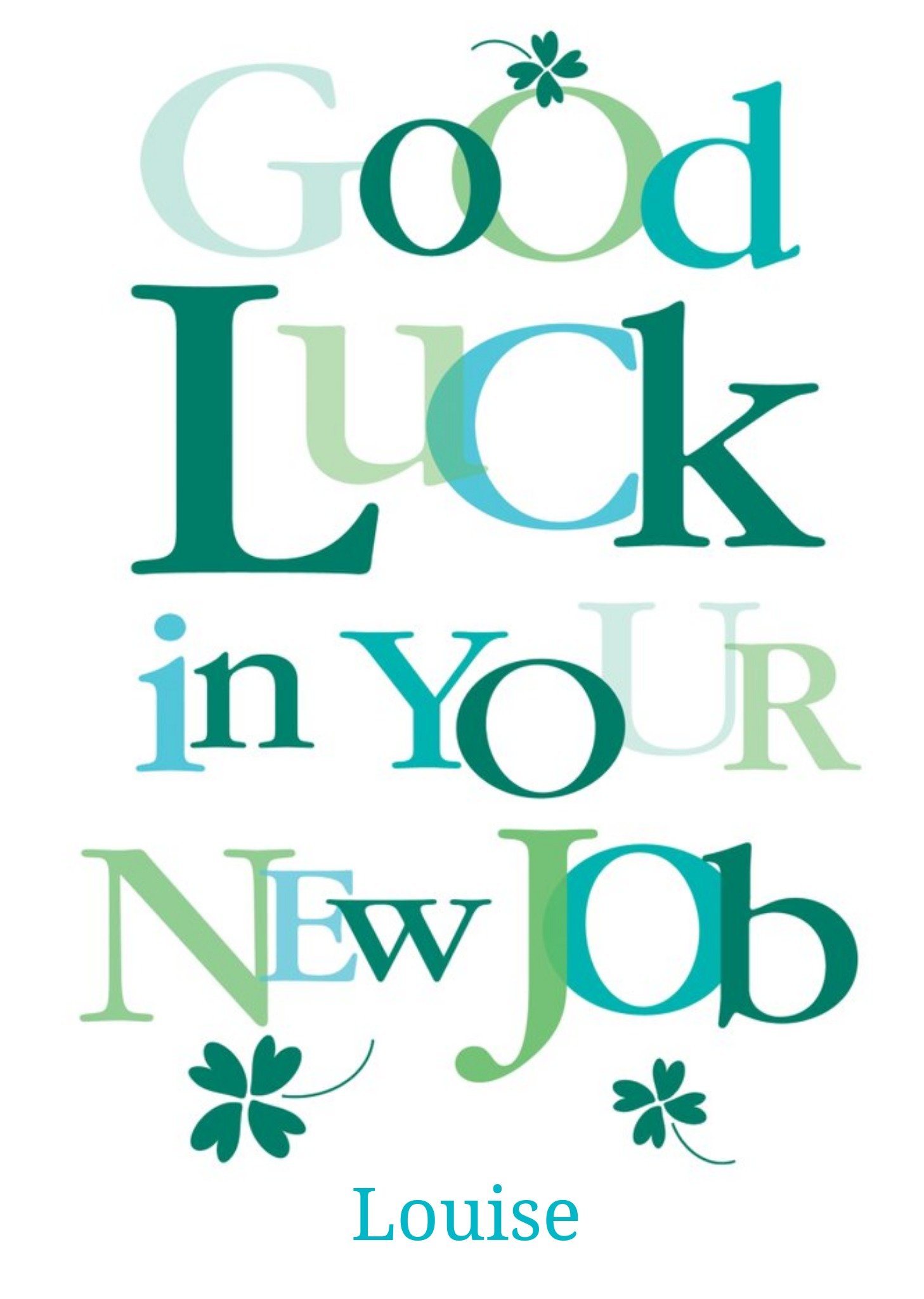 Ling Design Personalised Big Green Letters Good Luck In Your New Job Card Ecard