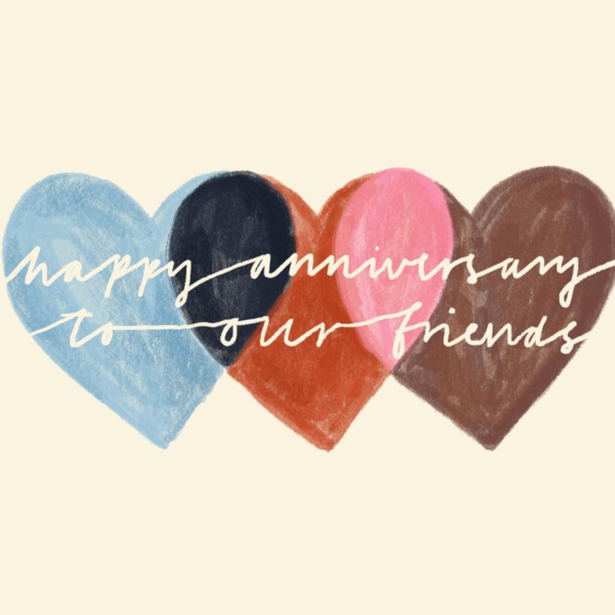 Moonpig Katy Welsh Hearts To Our Friends Happy Anniversary Card, Square