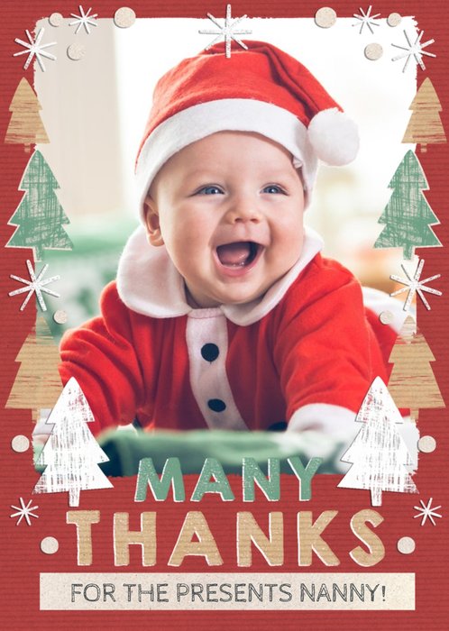 Many Thanks Christmas Photo Upload Card