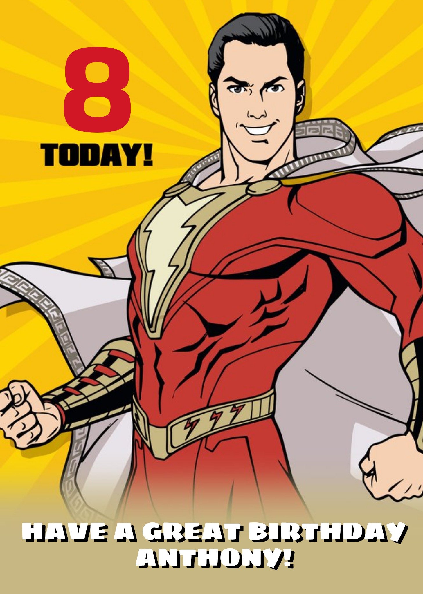 Moonpig Shazam Superhero 8 Today Birthday Card Ecard