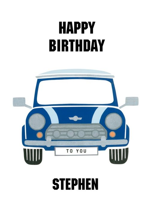 Personalised Vintage Mini Cooper Birthday Card