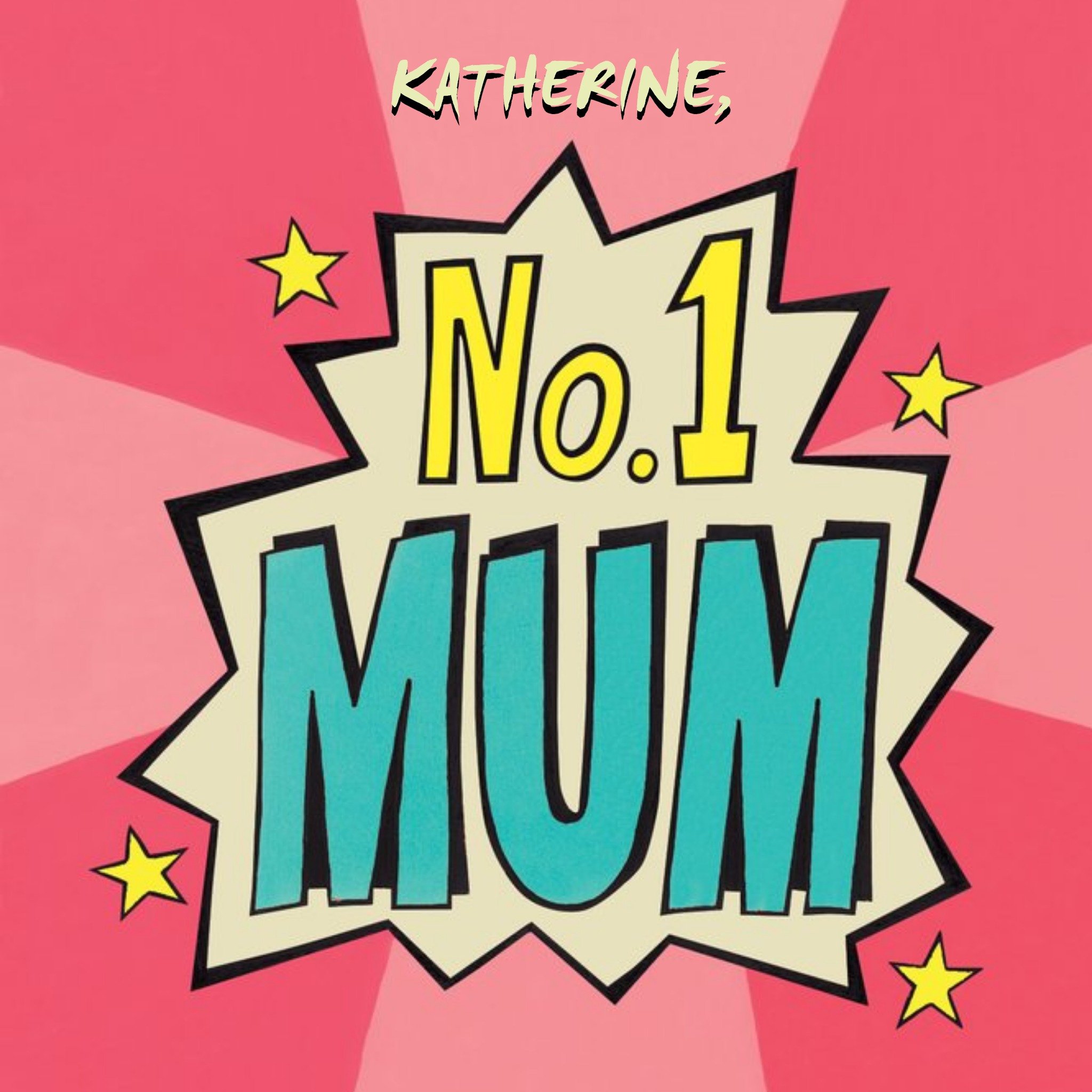 Moonpig Comic Book Style Number One Mum Mother's Day Square Card