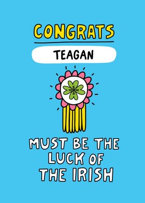 Angela Chick Fun Illustrated Congratulations Irish Clover Card