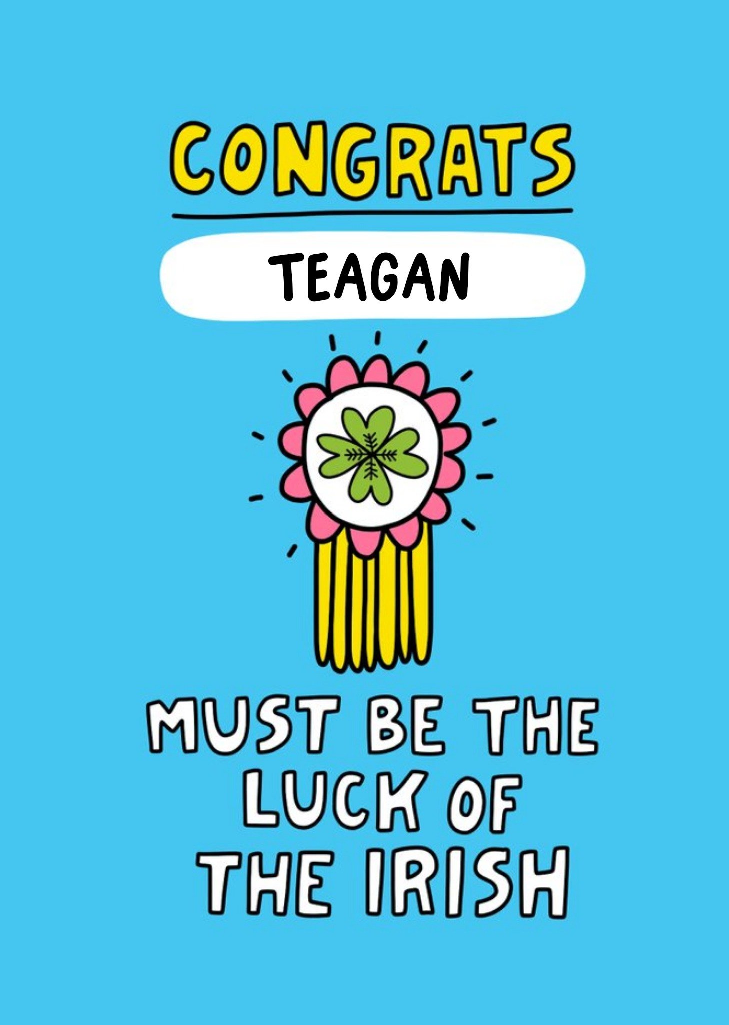 Moonpig Angela Chick Fun Illustrated Congratulations Irish Clover Card, Large