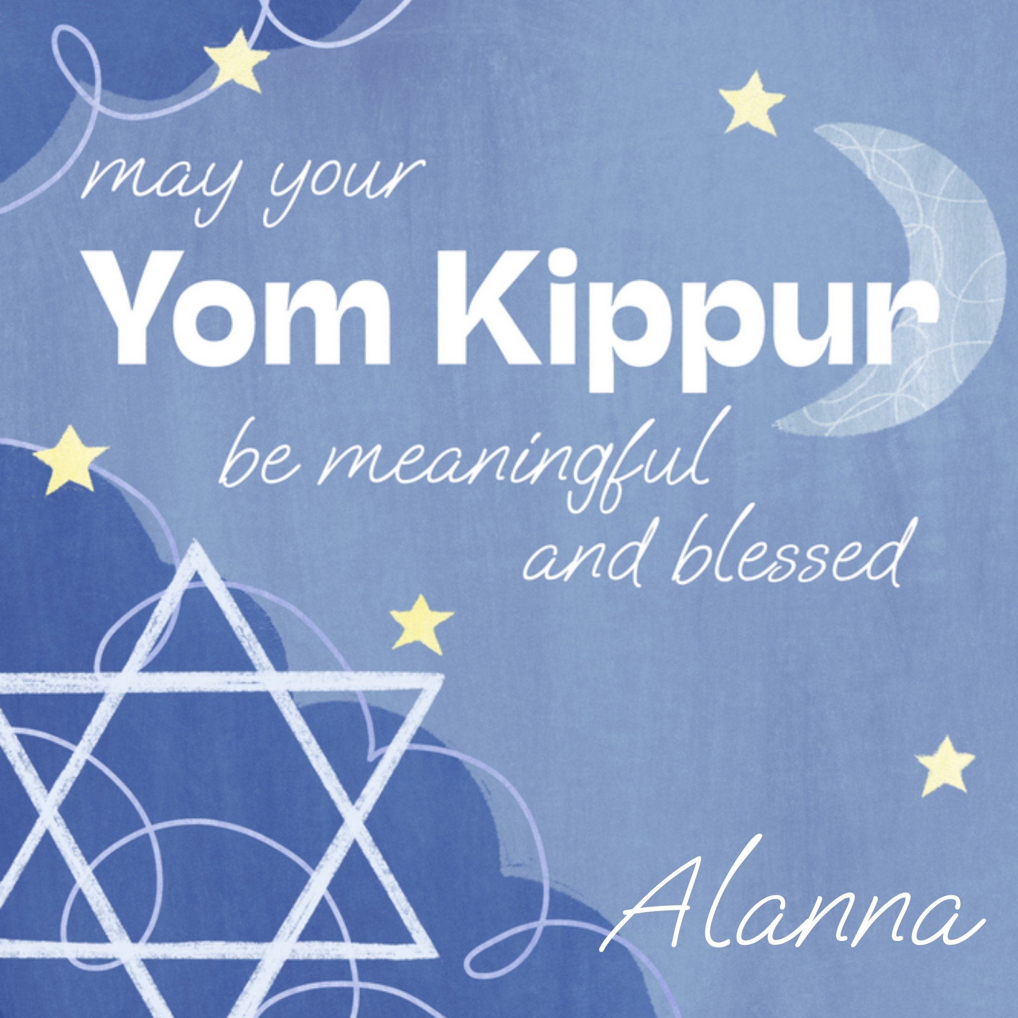 Moonpig Yom Kippur Card, Square
