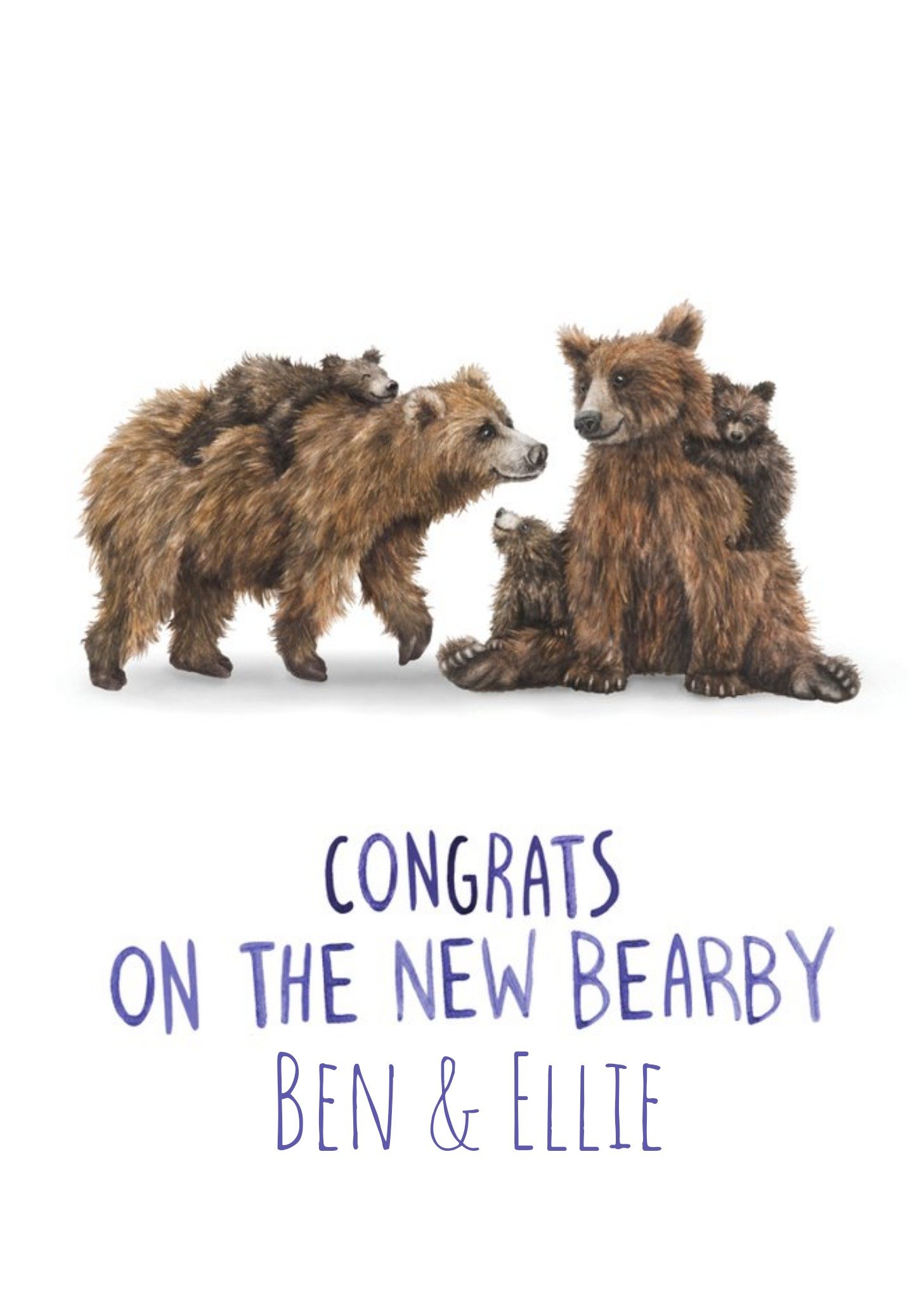 Cute Illustrated Bears And Bear Cubs Congratulations Card Ecard