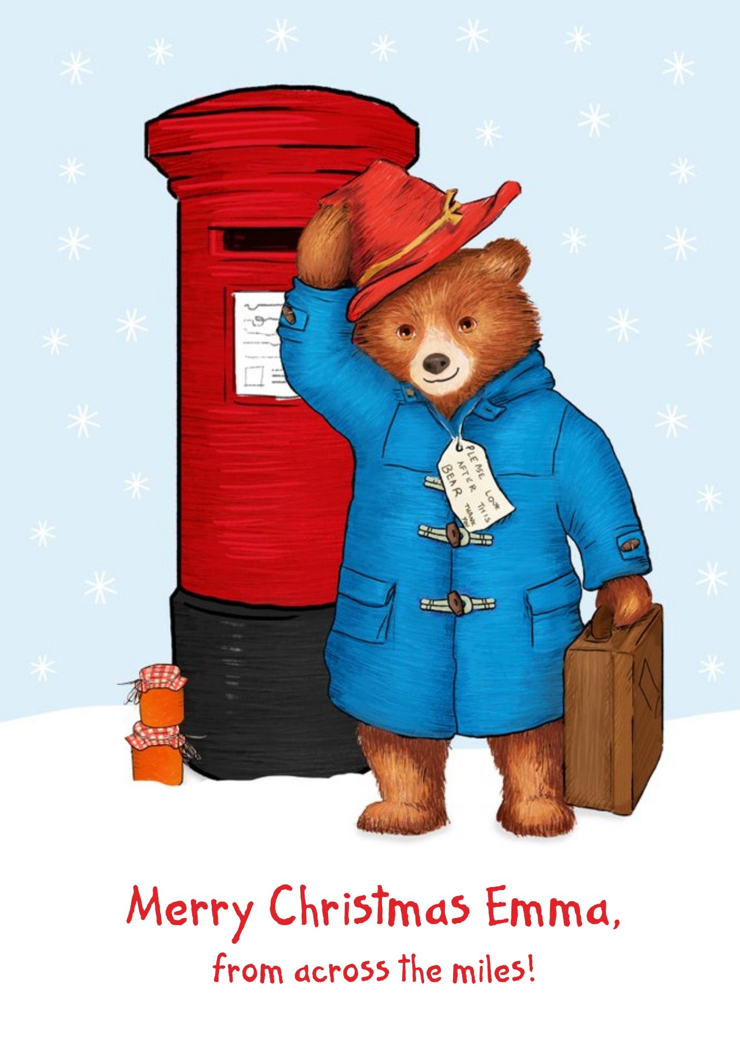 Paddington Bear Across The Miles Personalised Christmas Card Ecard